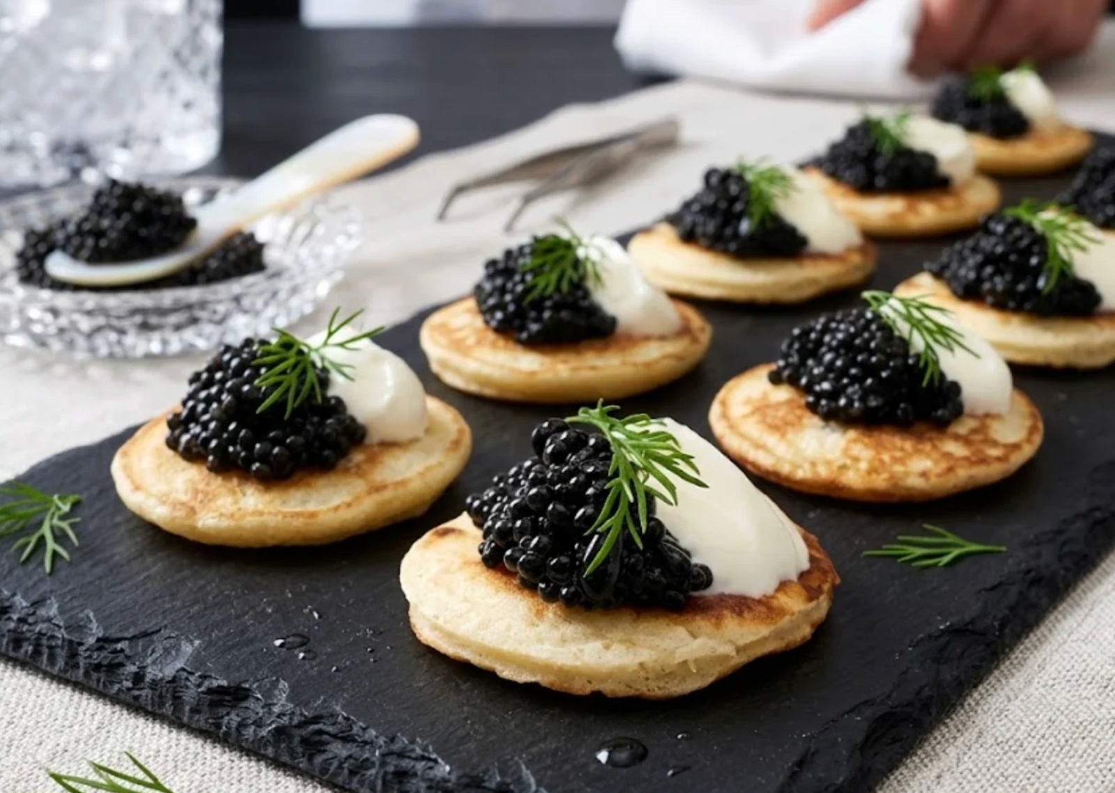 Black Caviar on Blinis – A Classic Gourmet Delight