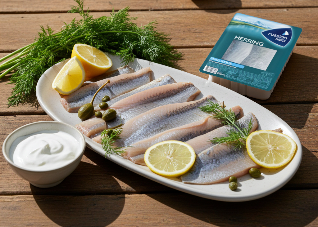 Russian Sea Atlantic Herring Fillets Traditional 400 g Lightly Salted in Oil