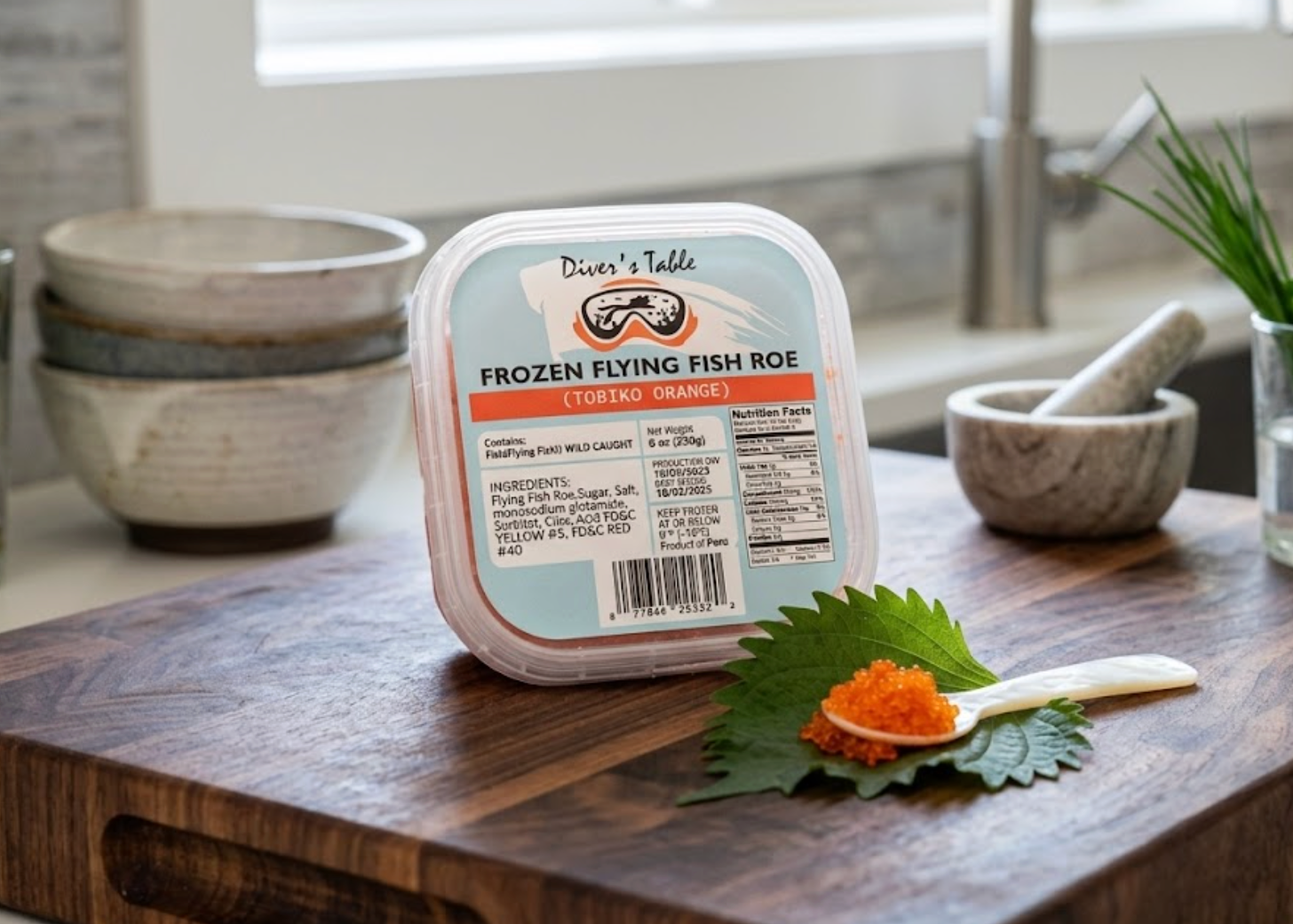 Diver's Table Frozen Flying Fish Roe Tobiko Orange 8 oz