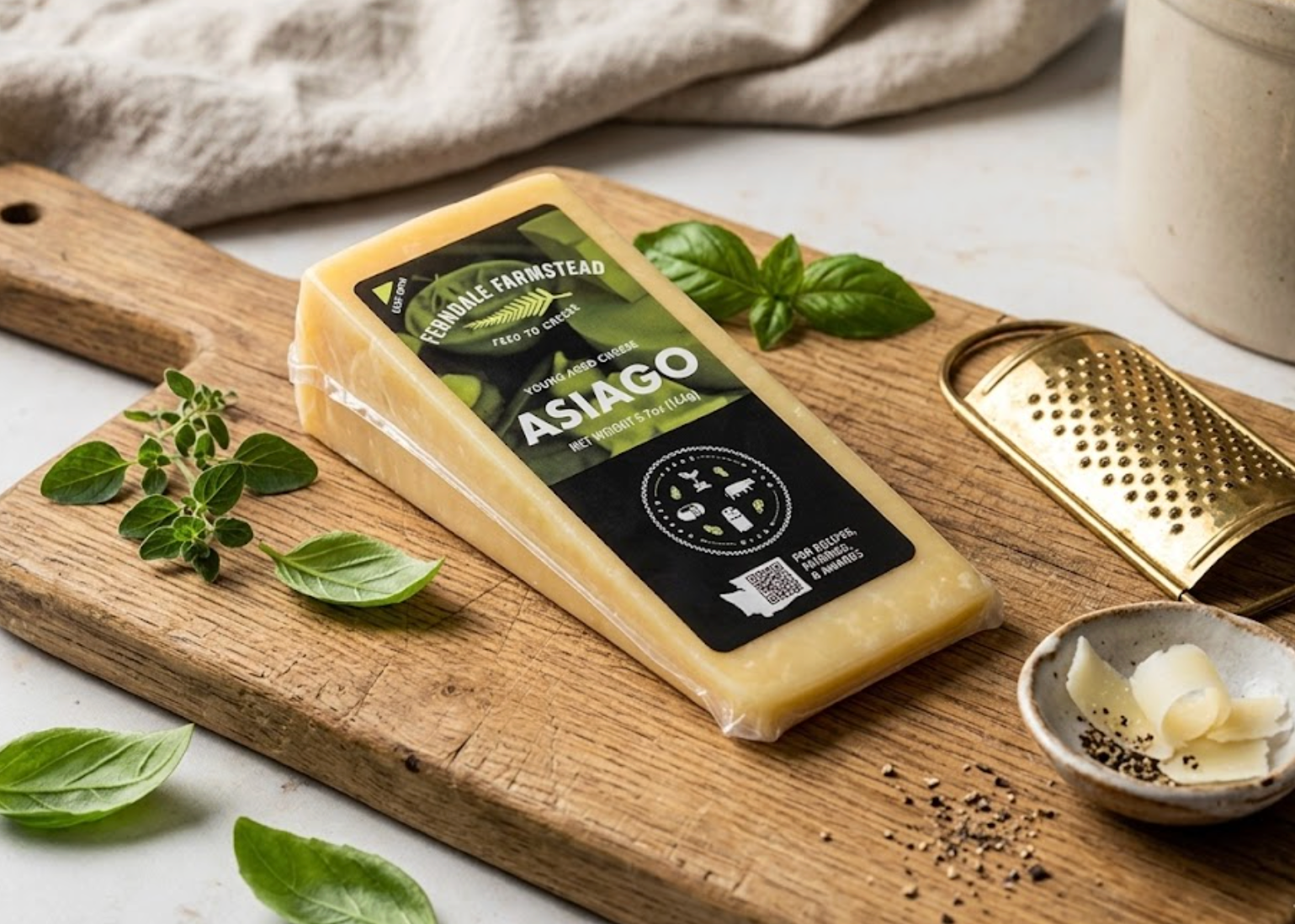 Ferndale Farmstead Asiago Young Aged Cheese