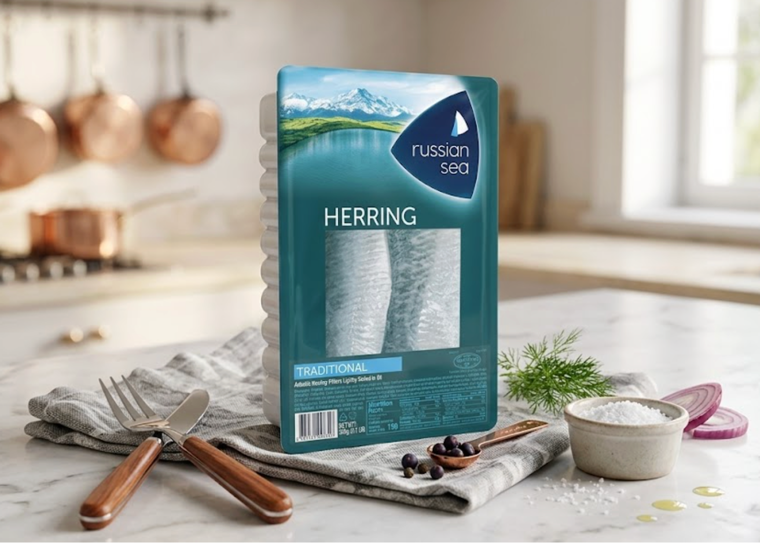 Russian Sea Atlantic Herring Fillets Traditional 400 g Lightly Salted in Oil