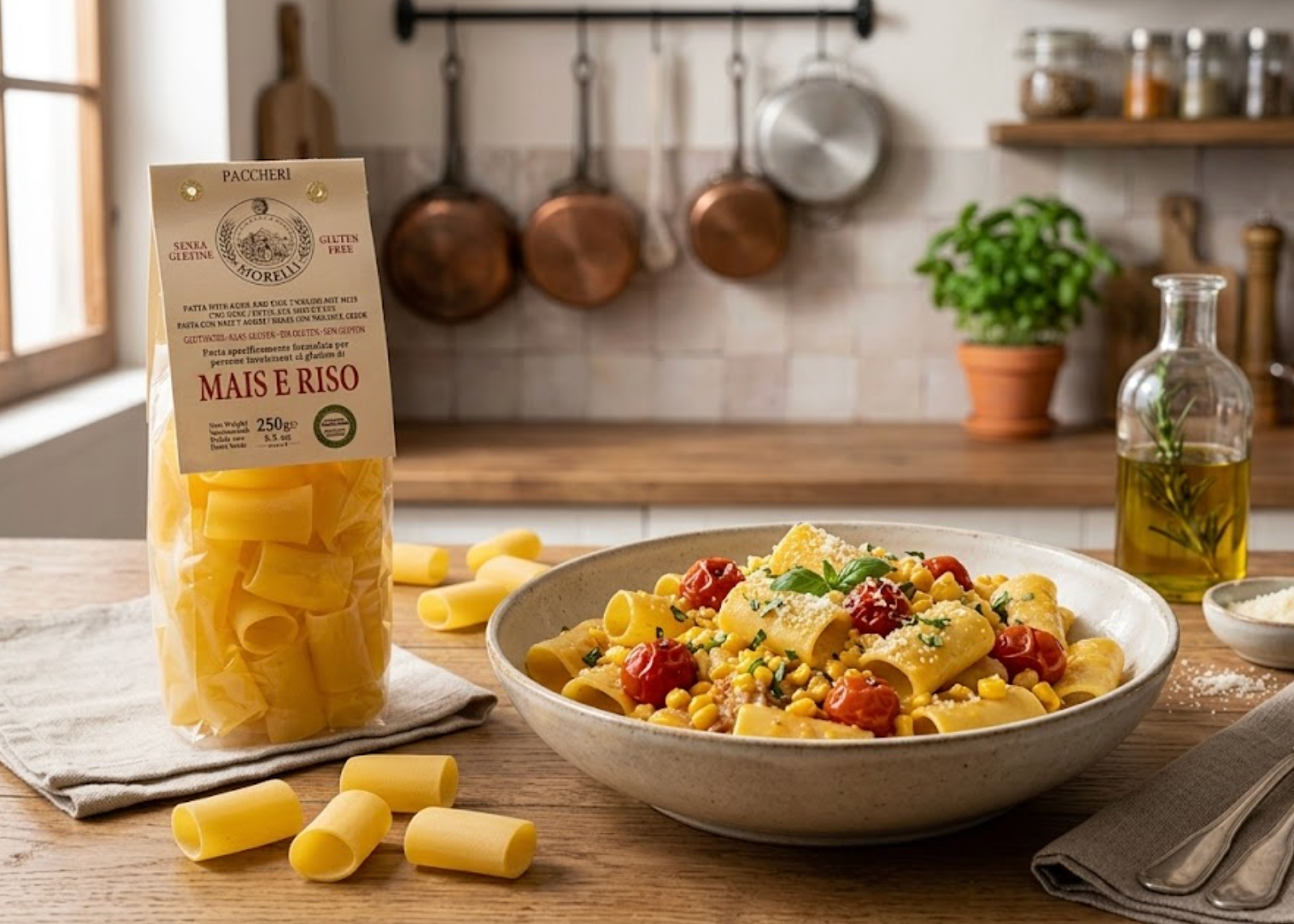 Paccheri Mais e Riso Gluten Free Pasta Made with Rice and Corn 250 g