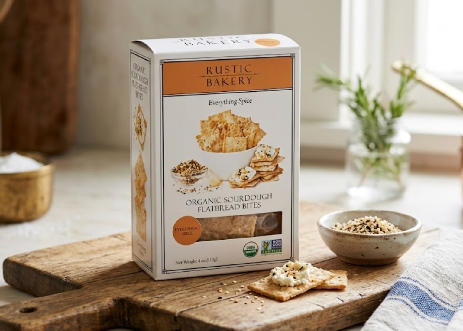 Rustic Bakery Everything Spice Organic Sourdough Flatbread Bites 4 oz