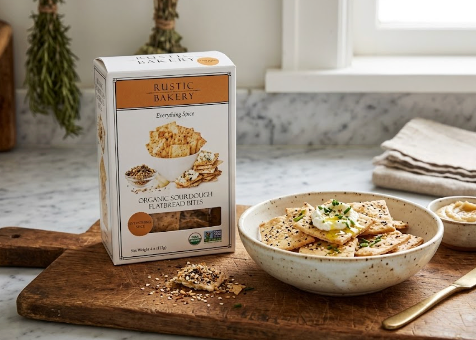 Rustic Bakery Everything Spice Organic Sourdough Flatbread Bites 4 oz